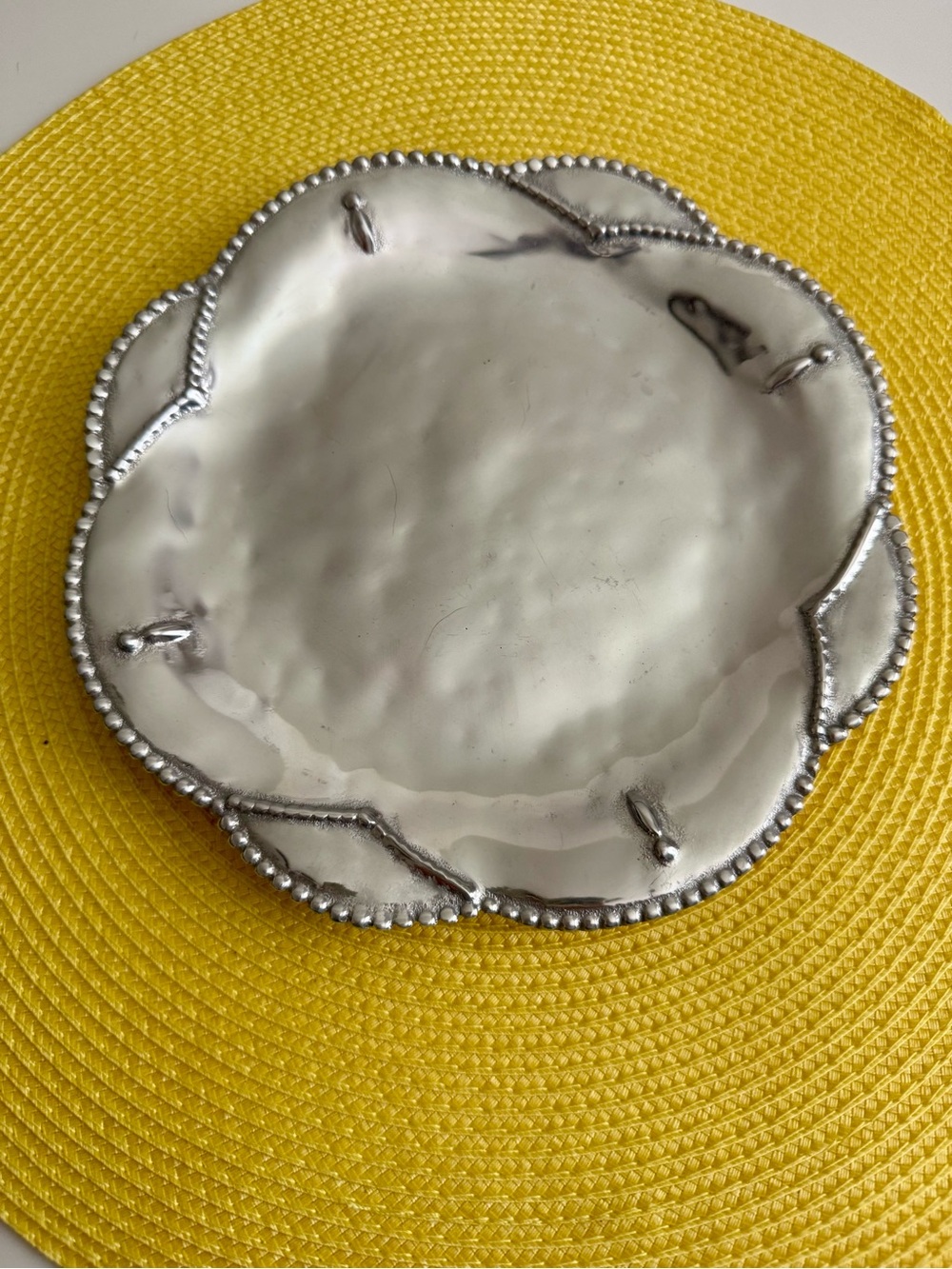Mariposa Silver Petal-Edged Decorative 8” Plate